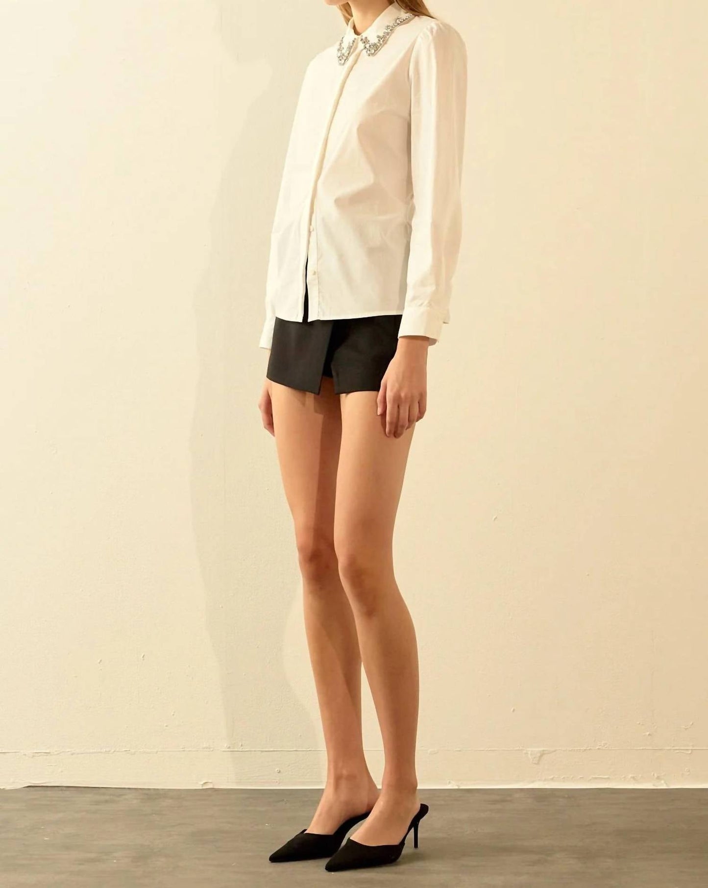 2.7 August Apparel - Darling Diva Embellished Button Up Top