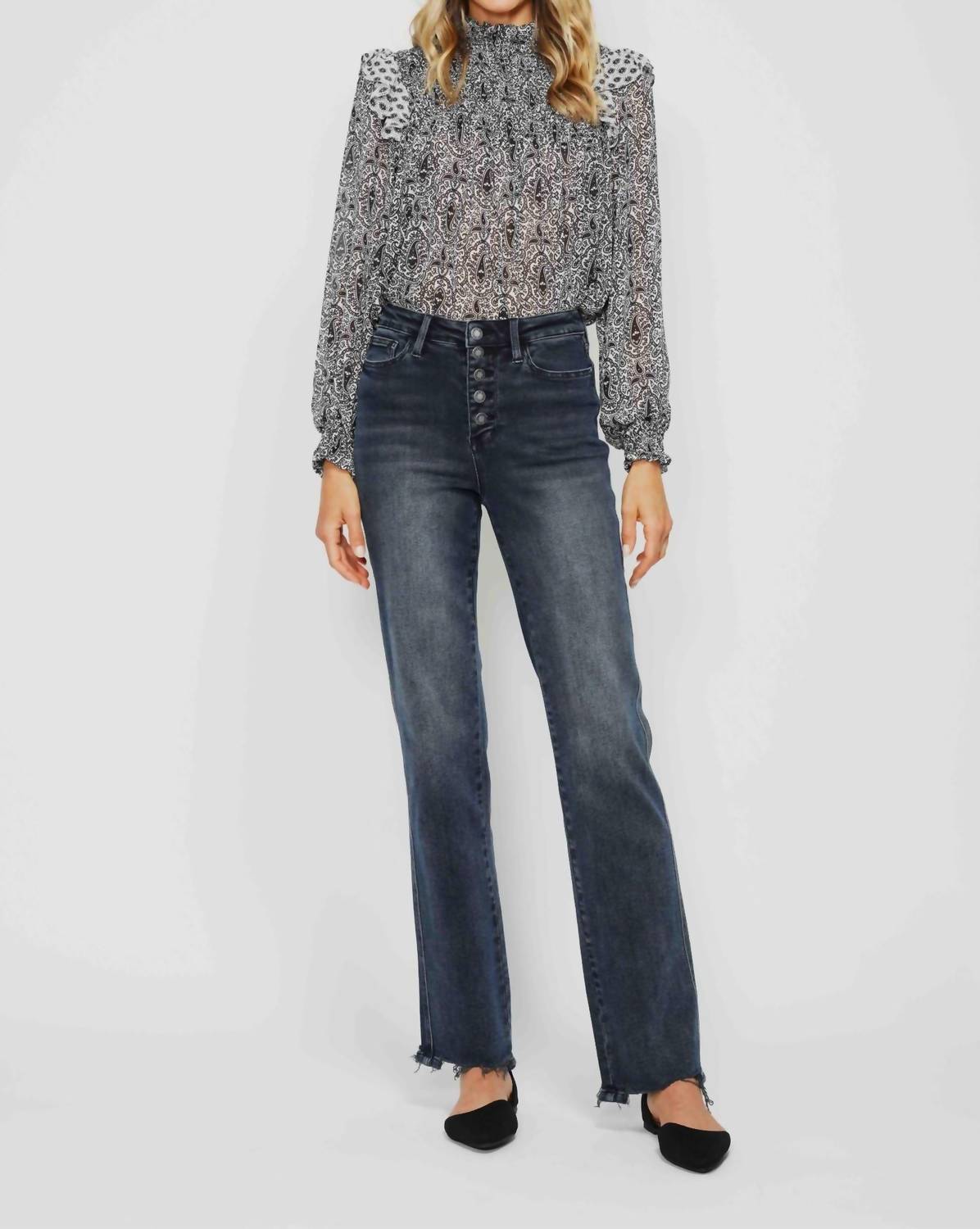 Judy Blue - High Waist Button Fly Straight Denim Jeans