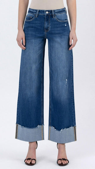 Lovervet - High Rise Cuffed Baggy Wide Leg Jeans