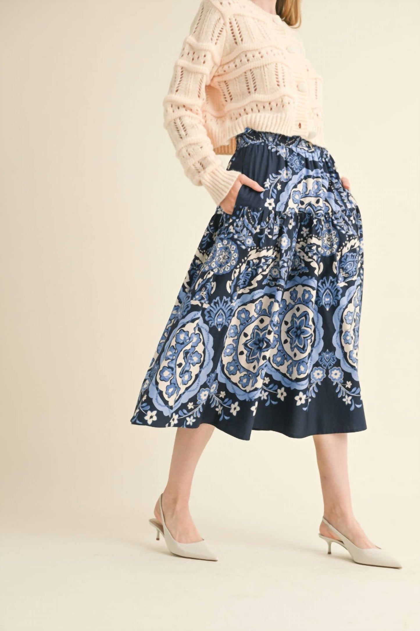 &Merci - Medallion Tiered Midi Skirt