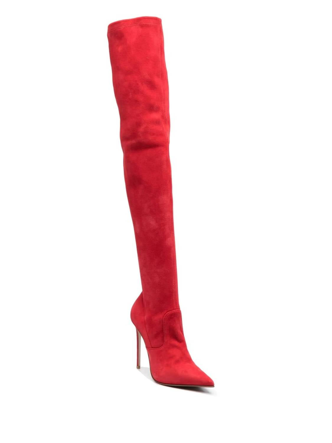 Le Silla - PRELOVED Eva stretch suede thigh high slip on leather boots