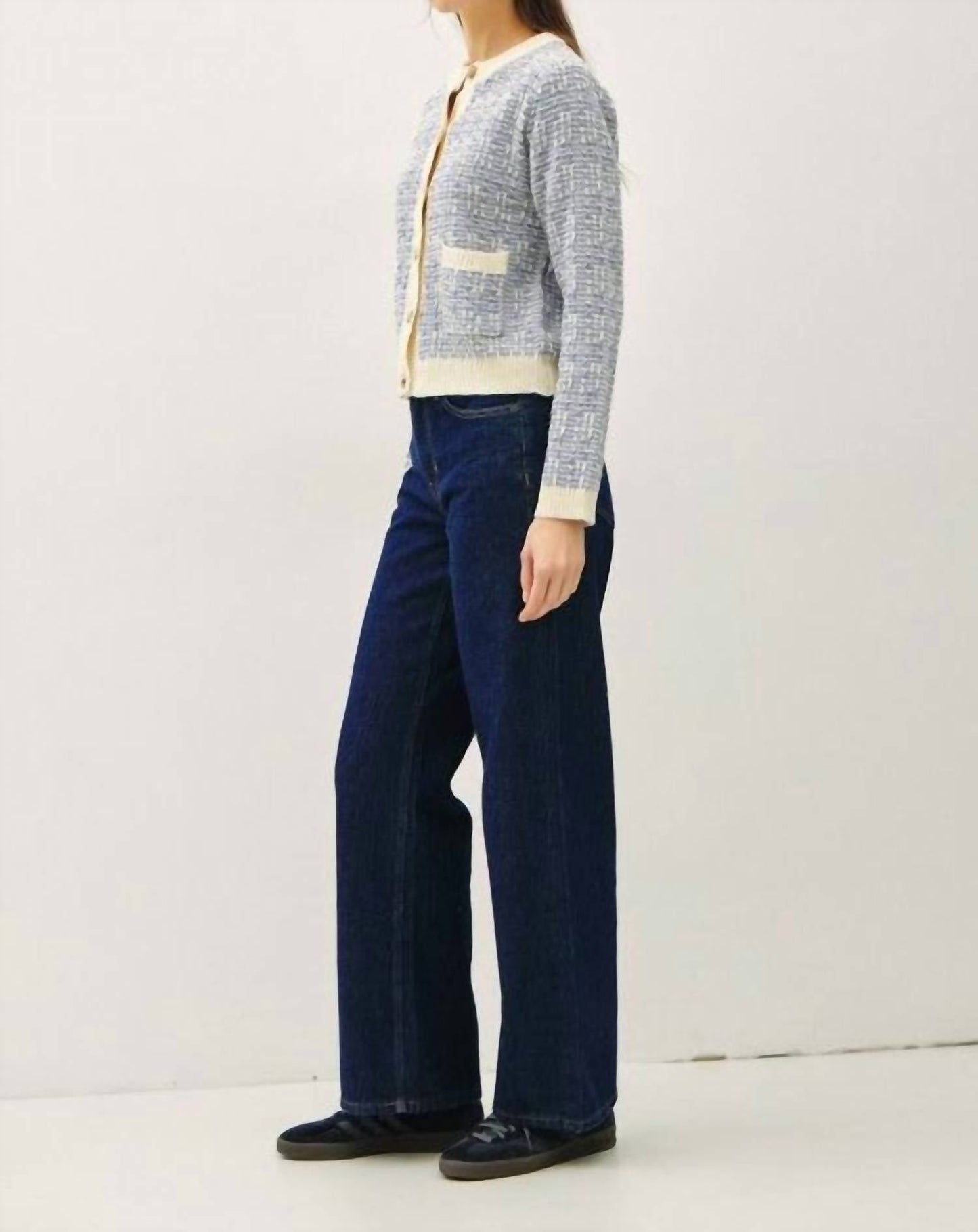 Be Cool - Timeless Polished Tweed Knit Crewneck Cardigan