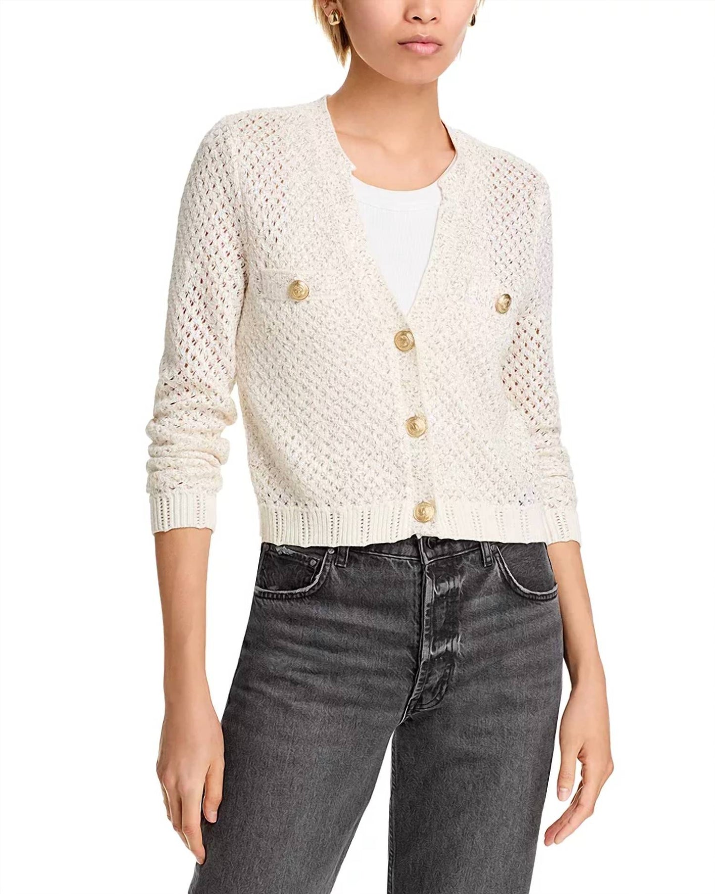 L'Agence - Blanca Sequin Cropped Cardigan