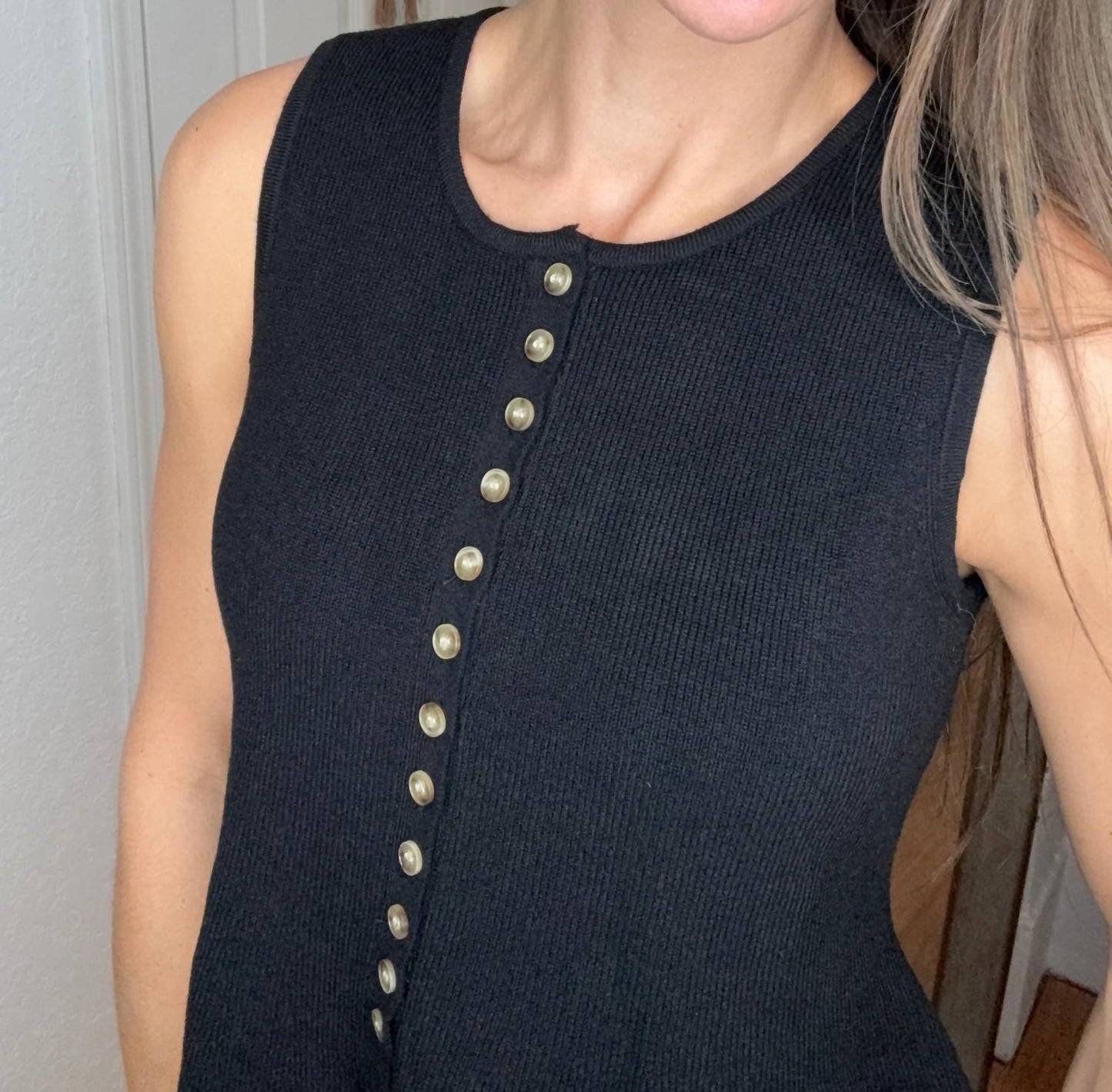 Anniewear - Bianca Button Down Peplum Sweater Vest