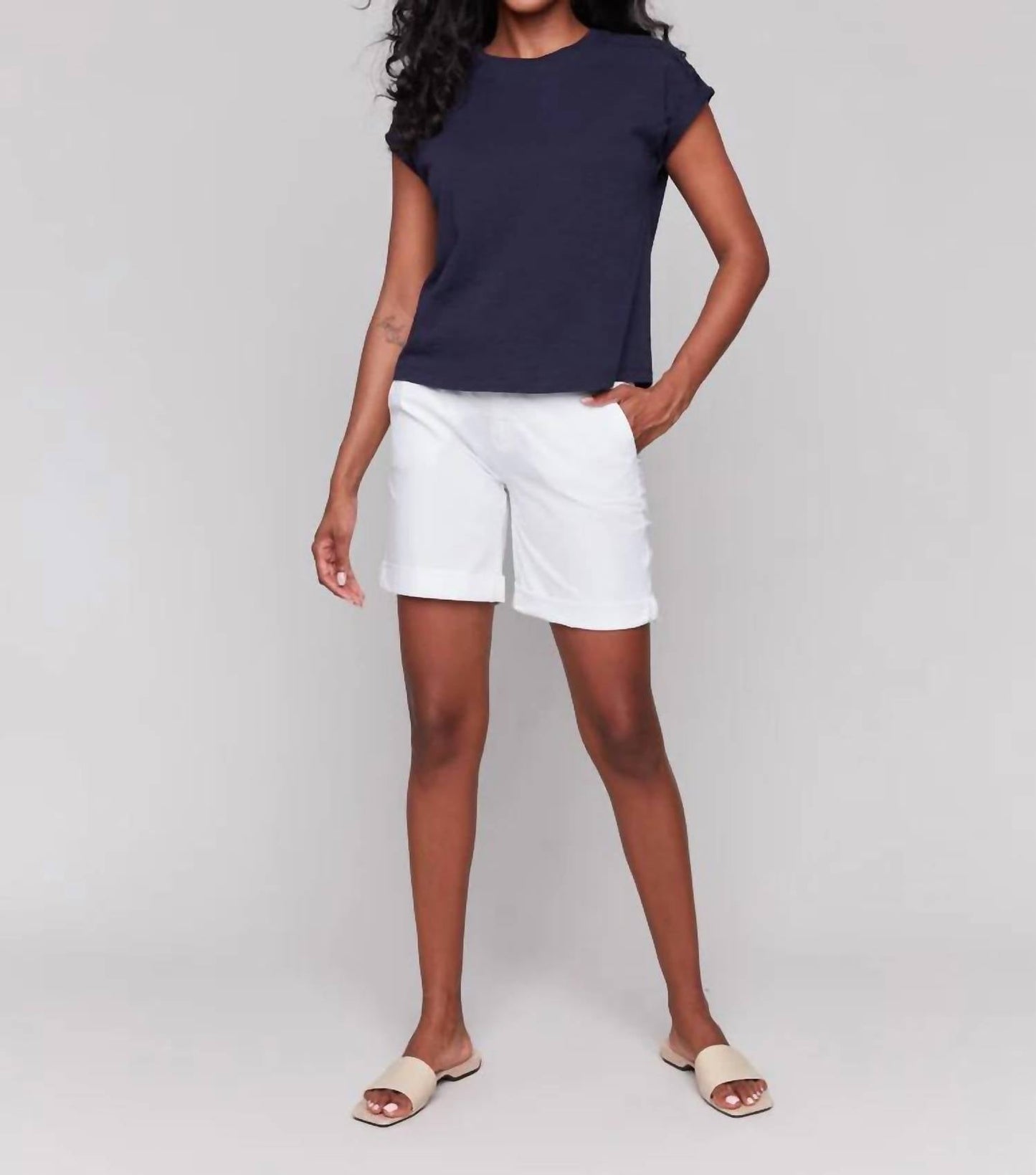 Charlie B - Drop Shoulder Crew Neck Top