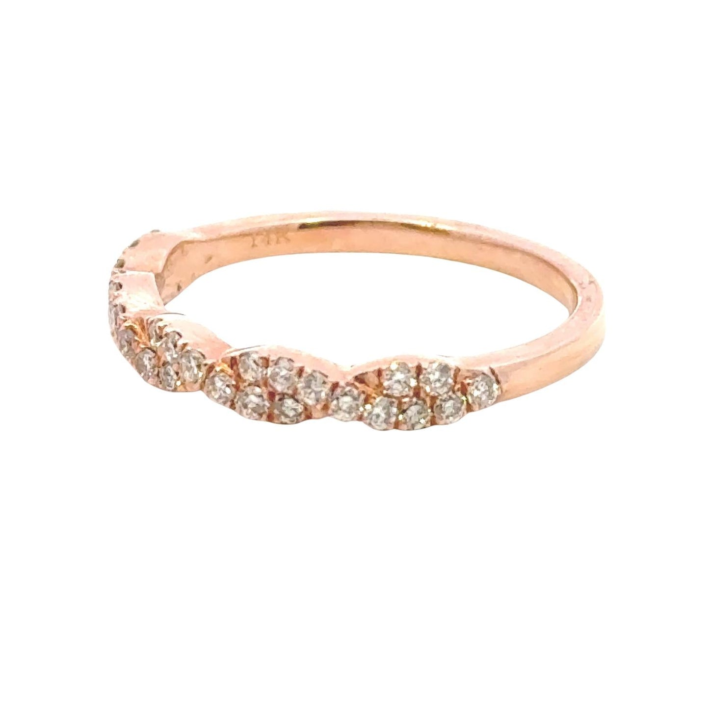 Aamiaa - 0.35 Carat Natural Diamond Twisted Prong Band Ring - Size 6.5