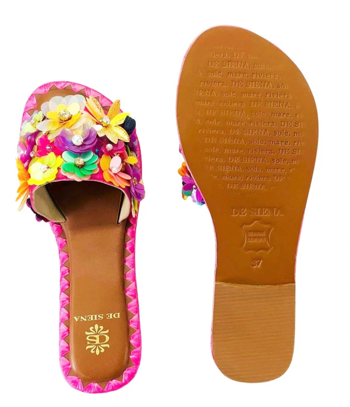 De Siena - Women's Fleur Paillettes Slides