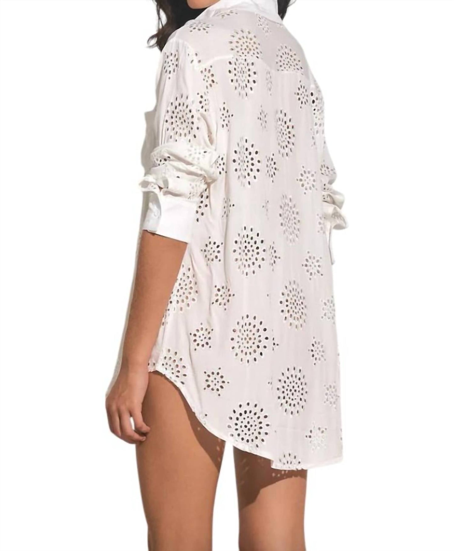 Elan - Eyelet Long Sleeve Cover-Up
