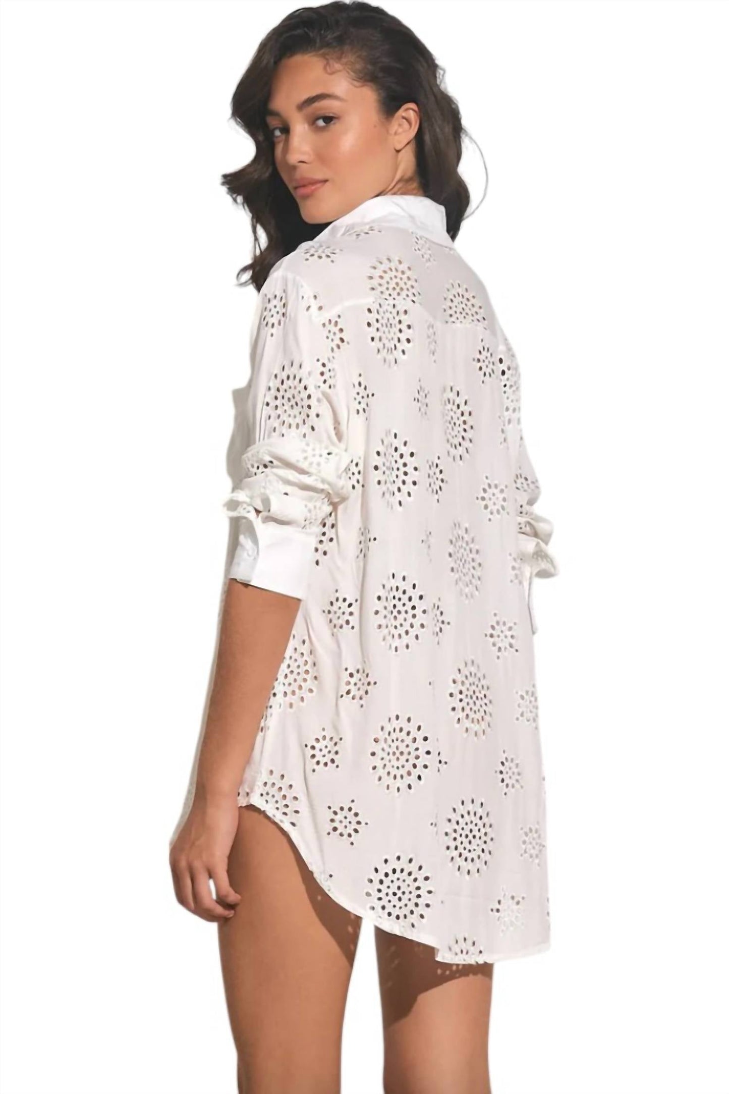 Elan - Eyelet Long Sleeve Cover-Up