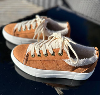 Sapatos Mars Sky - Tênis femininos de cano baixo com cadarço e pelúcia