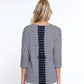 Multiples - 3/4 Sleeve Striped Laced Back Top
