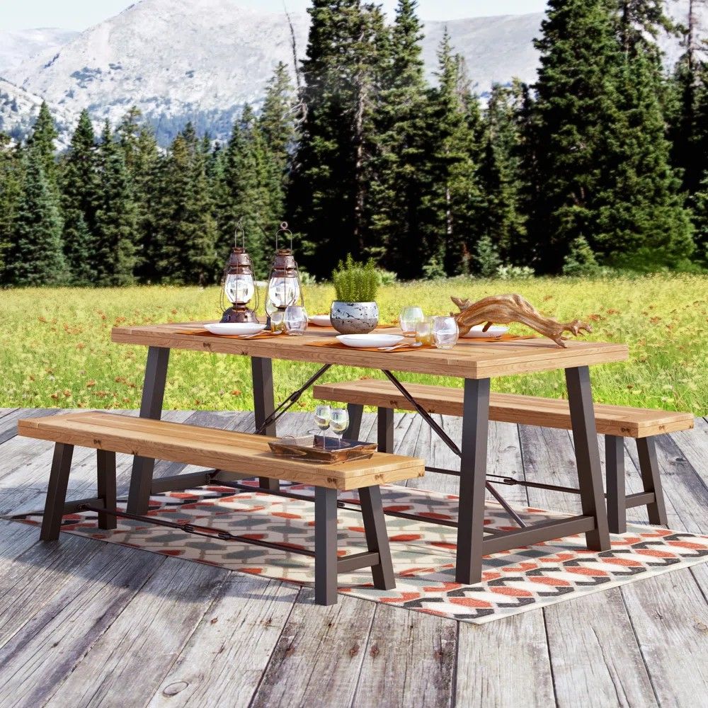 Catriona 3 Piece Wood Outdoor Dining Set - Teak