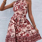 Trendsi - Printed Tie Waist Mini Dress