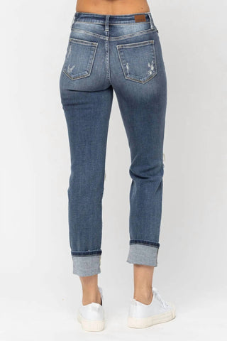 Judy Blue - Calça Jeans Boyfriend Destroy com Punho
