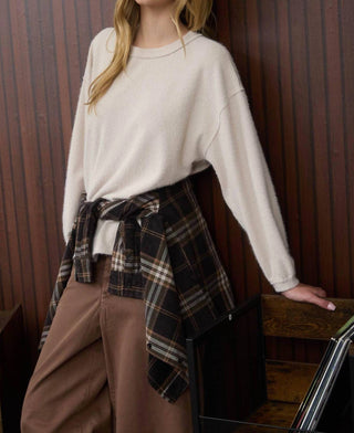 Blu Pepper - Women's Fuzzy Knit Long Sleeve Top