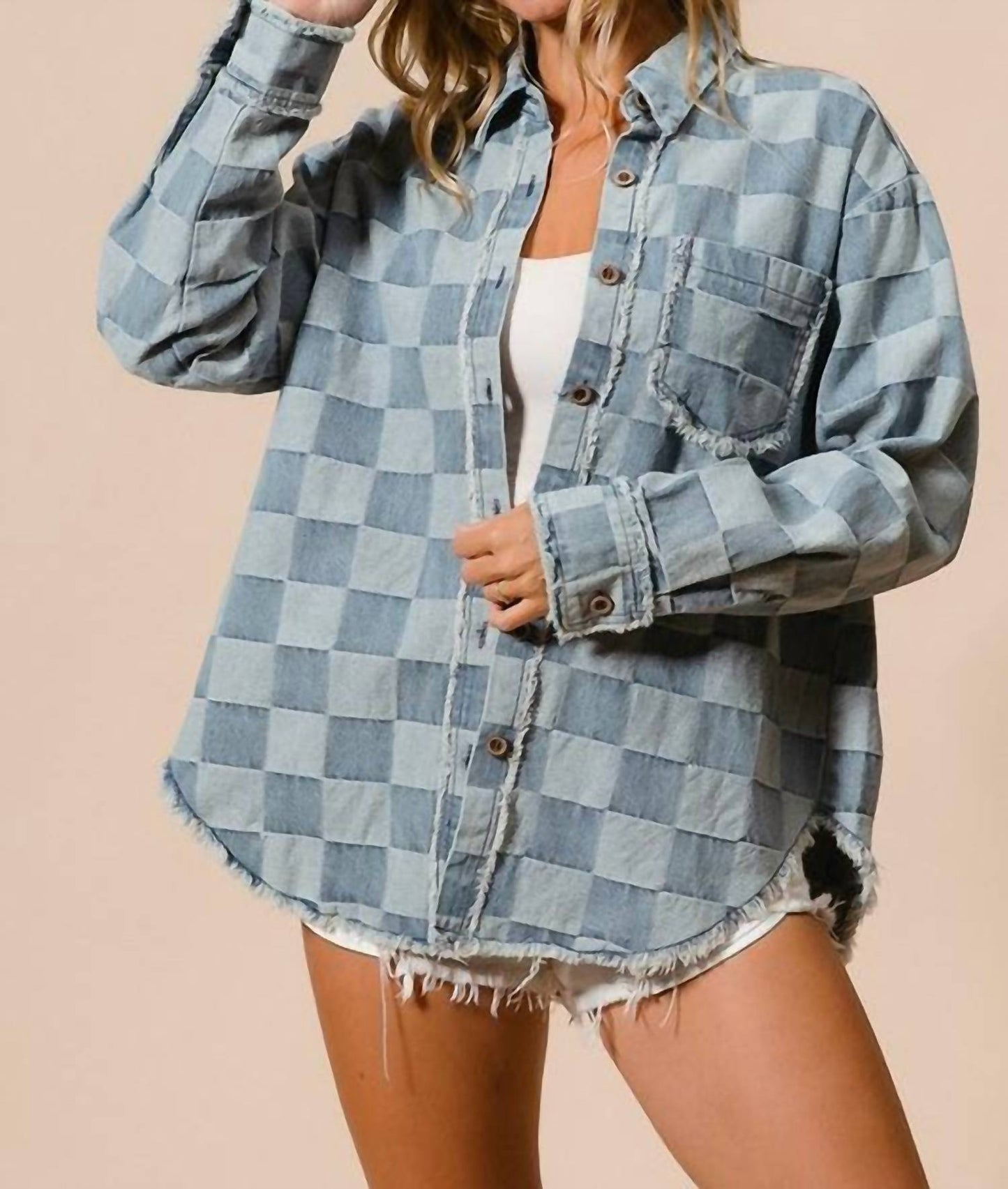 Bibi - Checkered Patch Pocket Shirt