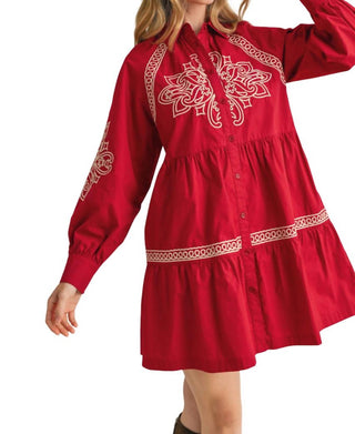 &amp;Merci - Reba MINI VESTIDO BORDADO COM BOTÕES