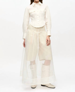 Ganni - Washed Stretch Cotton Corset Shirt