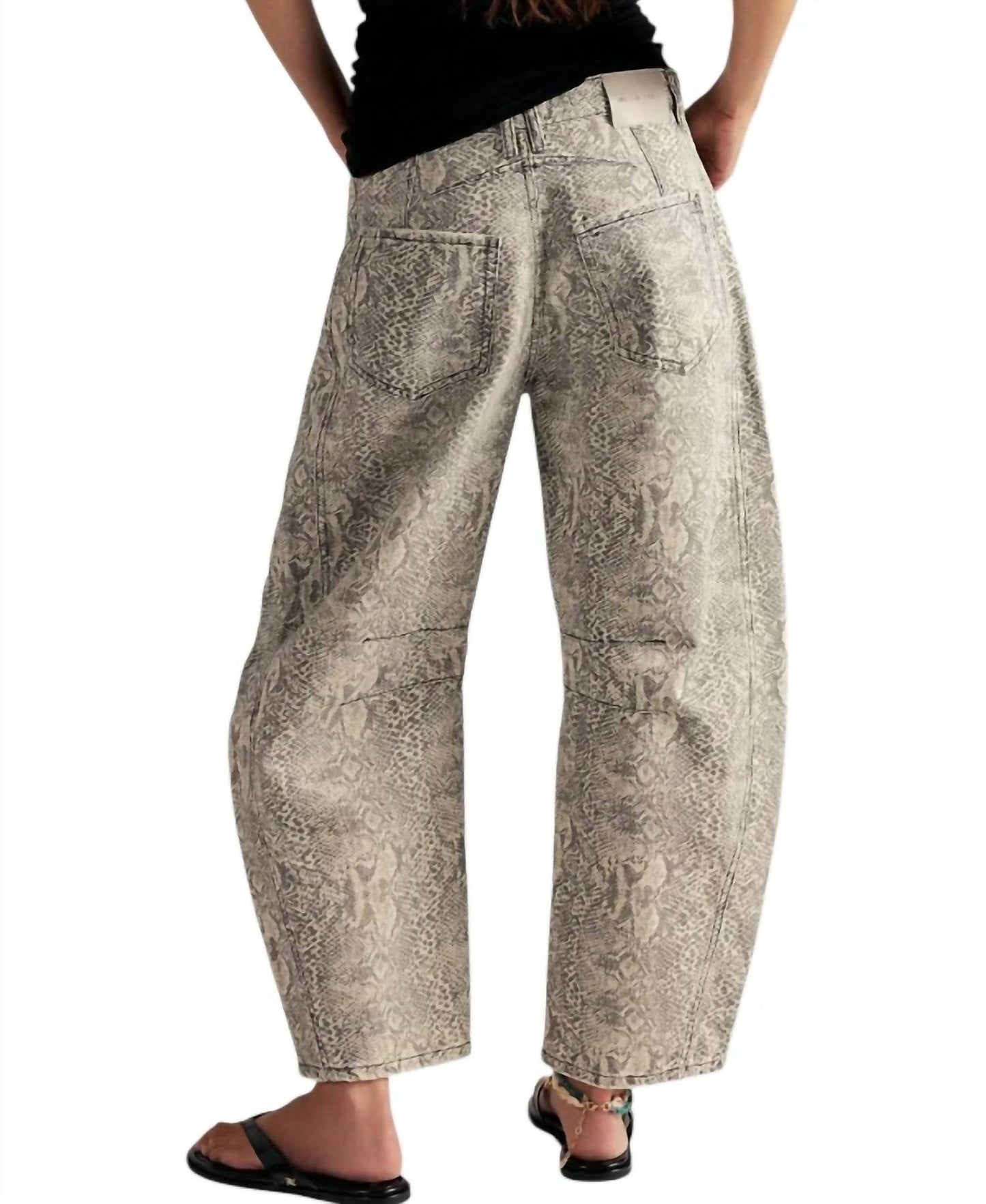 Free People - Good Luck Printed Mid Rise Barrel Jeans