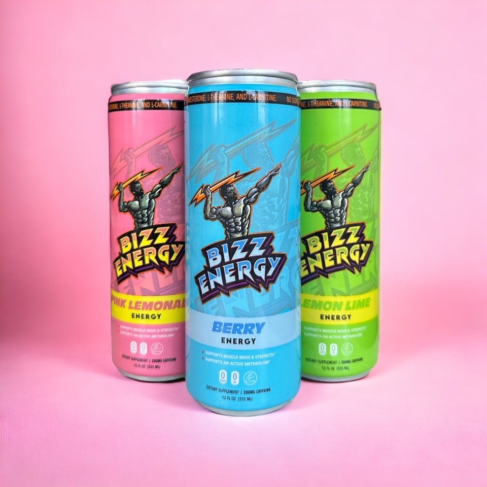 Bebida Energética Bizz - Pacote com 4, 12 oz