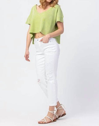 Judy Blue - Calça Jeans Boyfriend Destroyed de Cintura Média