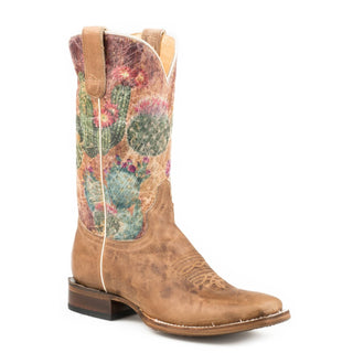 Roper - Botas femininas Prickly Sidewinder Ccw com bico quadrado e estilo cacto