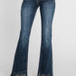 Petra153 - Mid Rise Classic Bootcut With Fringed Hem Jeans