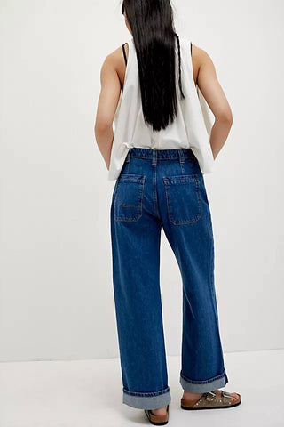 Free People - Calça Jeans Palmer com Punhos