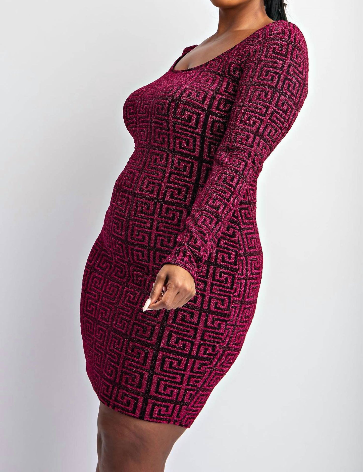 The Curve La - Plus Size Scoop Neck Short Dress