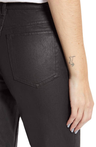 Topshop - Calça jeans cropped com cintura alta e bainha crua, perna reta e acabamento revestido