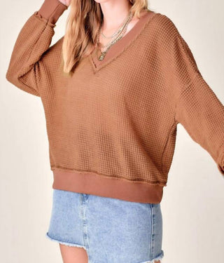 La Miel - Blusa Waffle com Decote em V