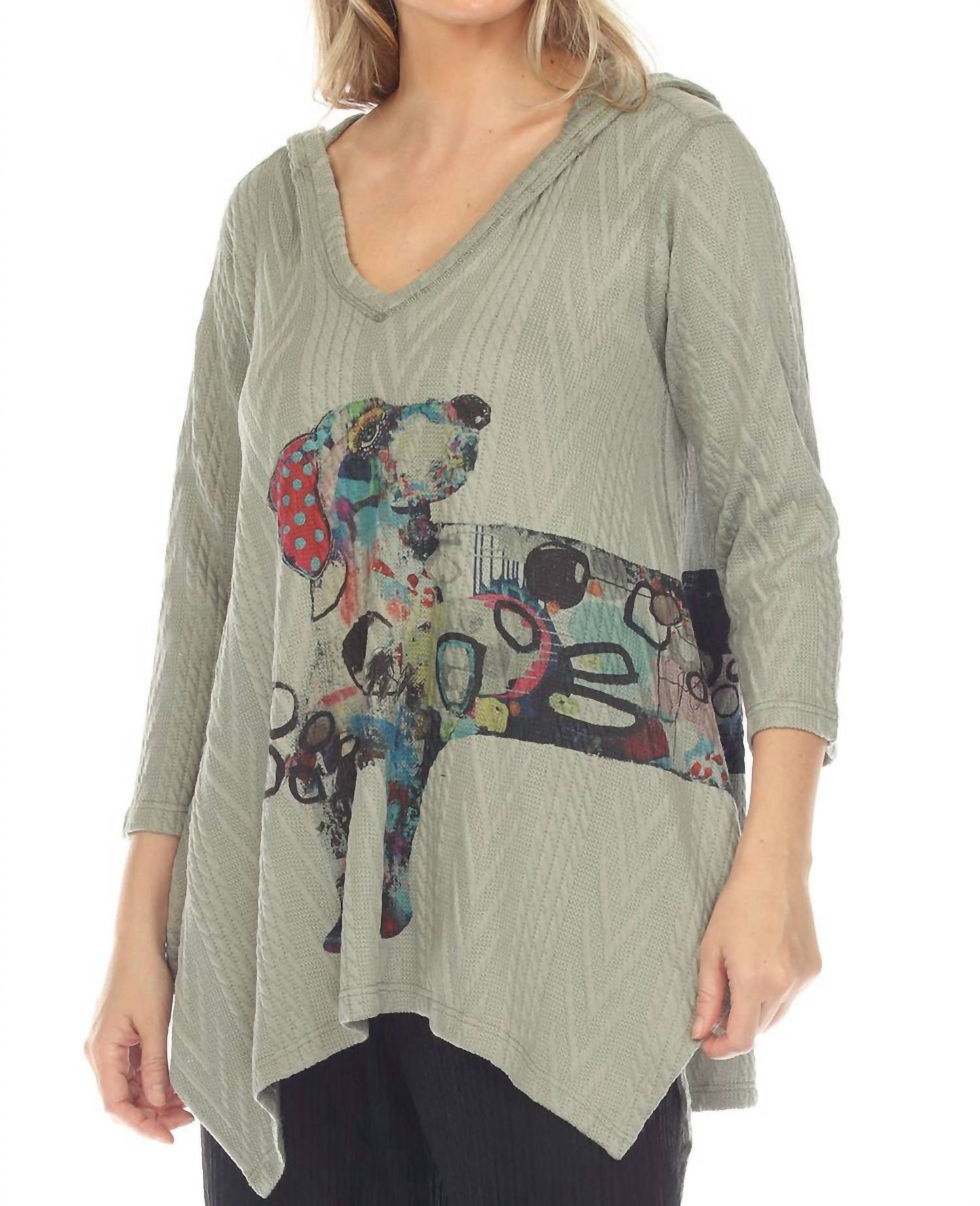 Inoah - V-neck Dog Hooded Tunic