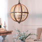 4 Light Wood Chandelier with Adjustable Chain