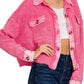 Zenana - Acid Wash Waffle Knit Crop Shacket