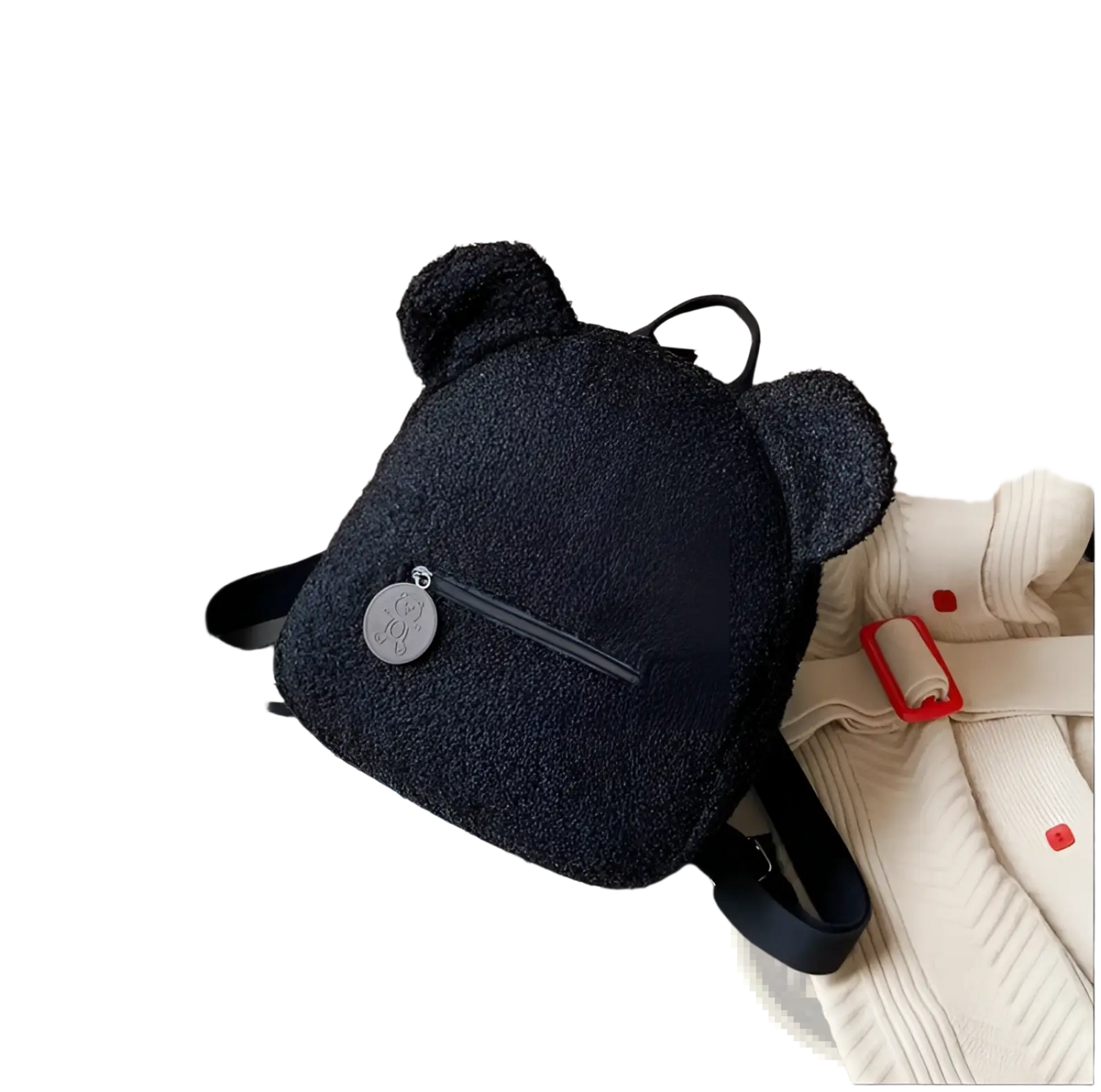 Bear Shaped Plush Backpack Cute Fuzzy Fleece Rucksack