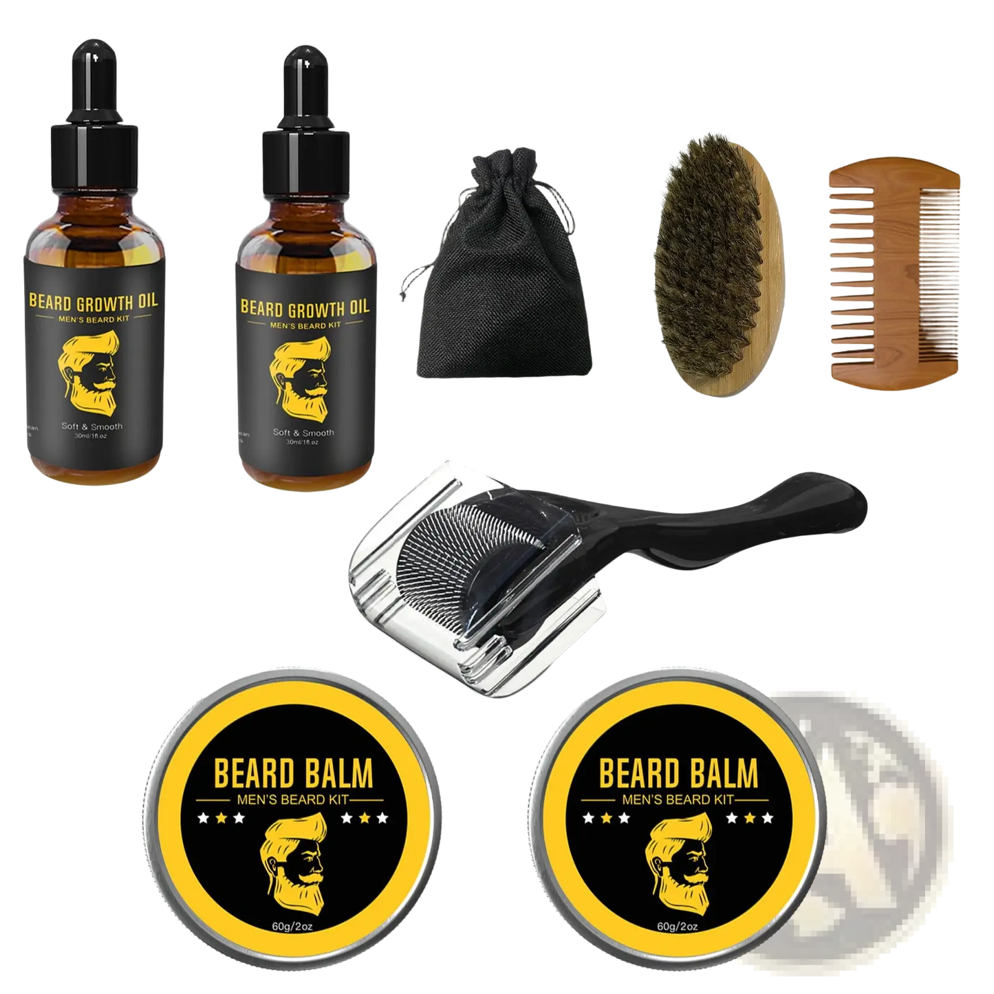 Beard Care Kit 8 Piece Grooming Set with Oil and Balm