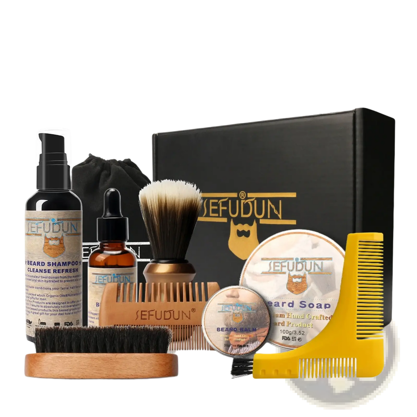 Beard Care Kit 9 Piece Grooming Set with Styling Tools