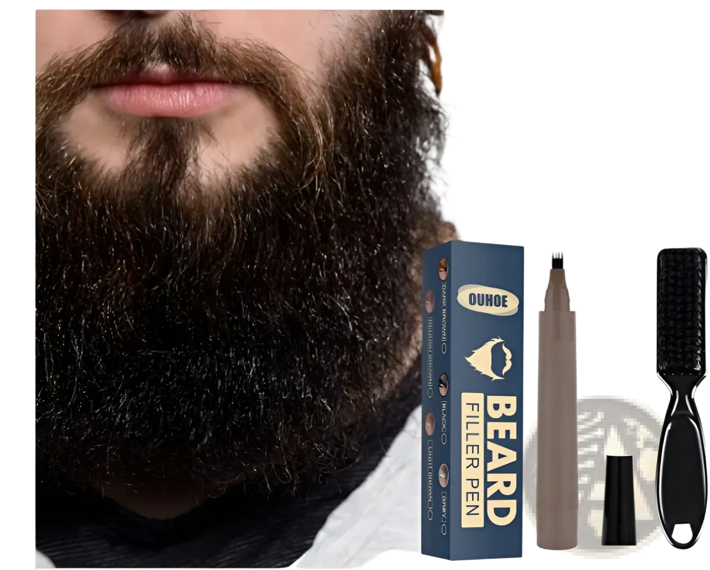 Beard Filler Pen Kit Waterproof Patchy Beard Pencil 4 Tip