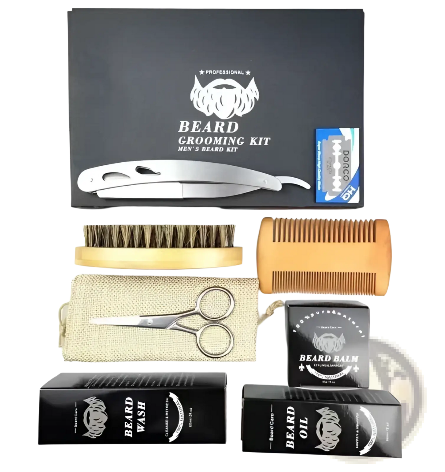 Beard Growth Kit with Derma Roller and Grooming Tools