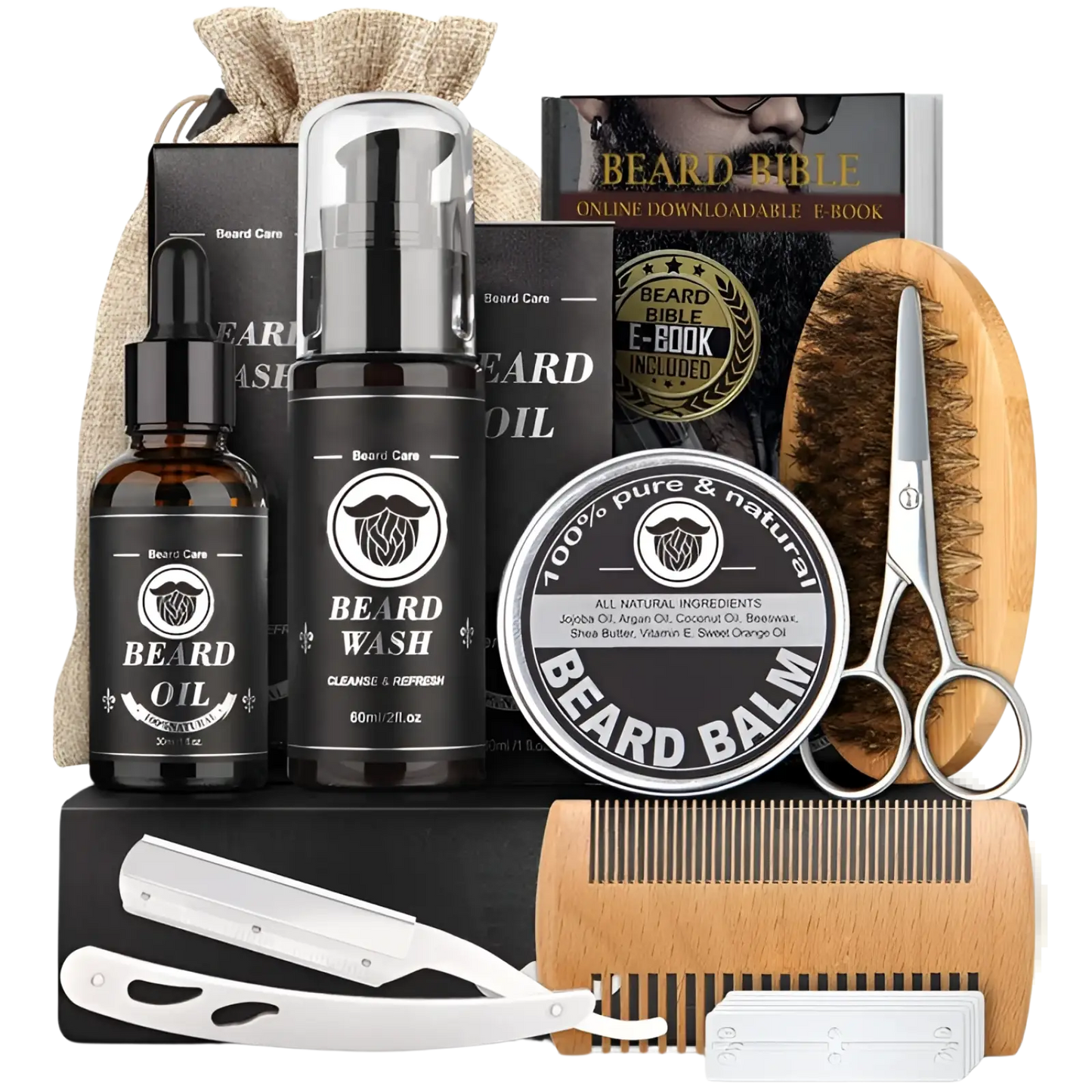 Beard Growth Kit with Derma Roller and Grooming Tools