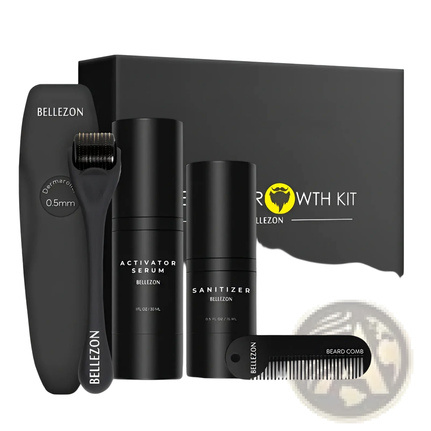 Beard Growth Kit with Derma Roller and Serum Set