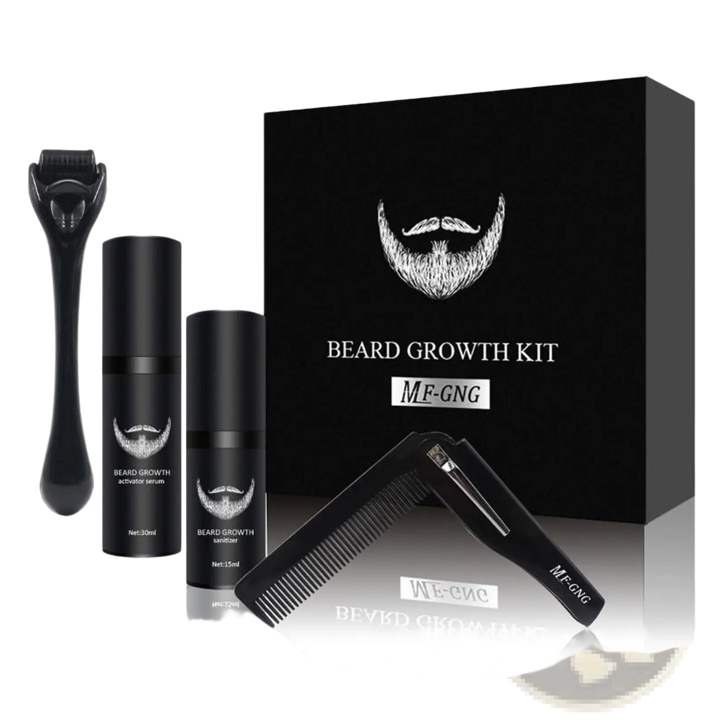 Beard Growth Kit with Derma Roller and Serum Set