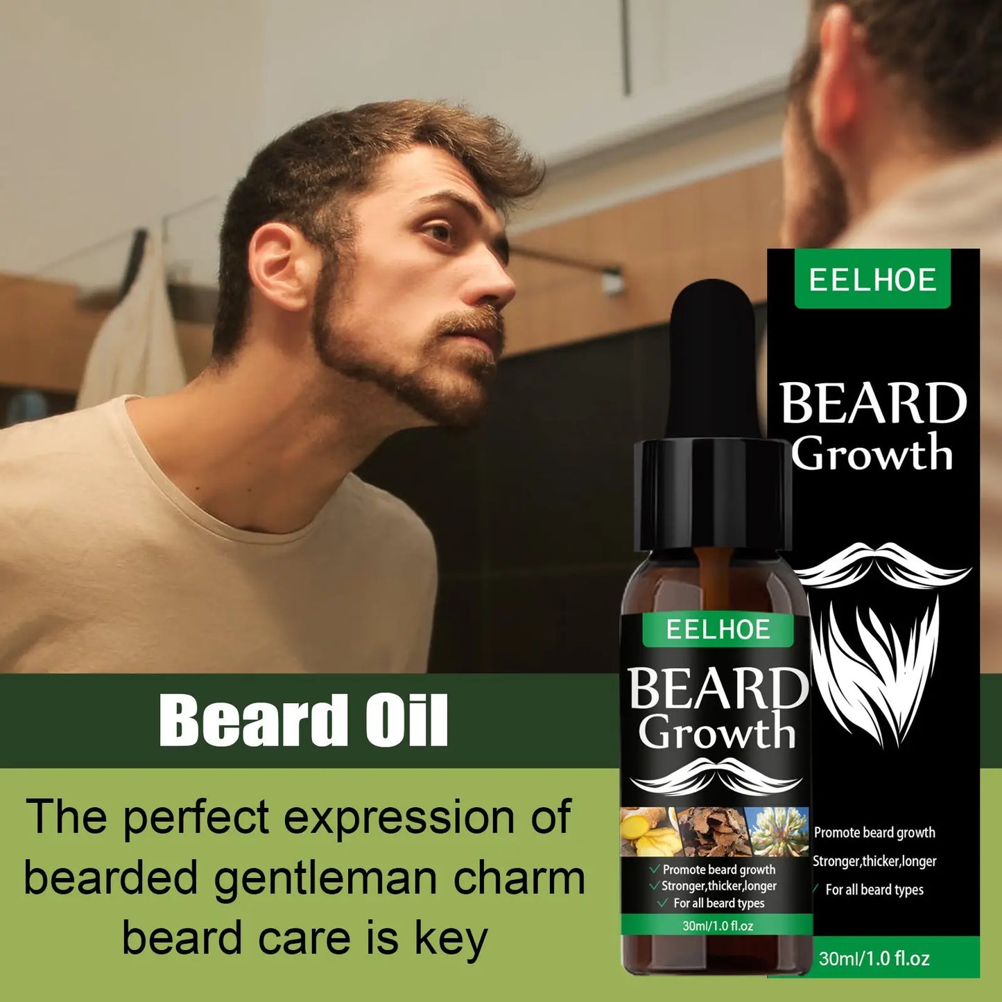 Beard Growth Oil Serum with Derma Roller Kit 40ml