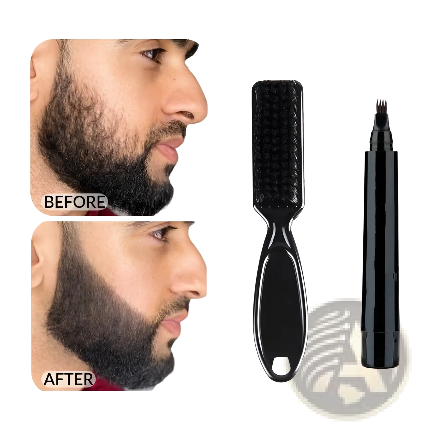 Beard Pen and Brush Grooming Set for Men Black