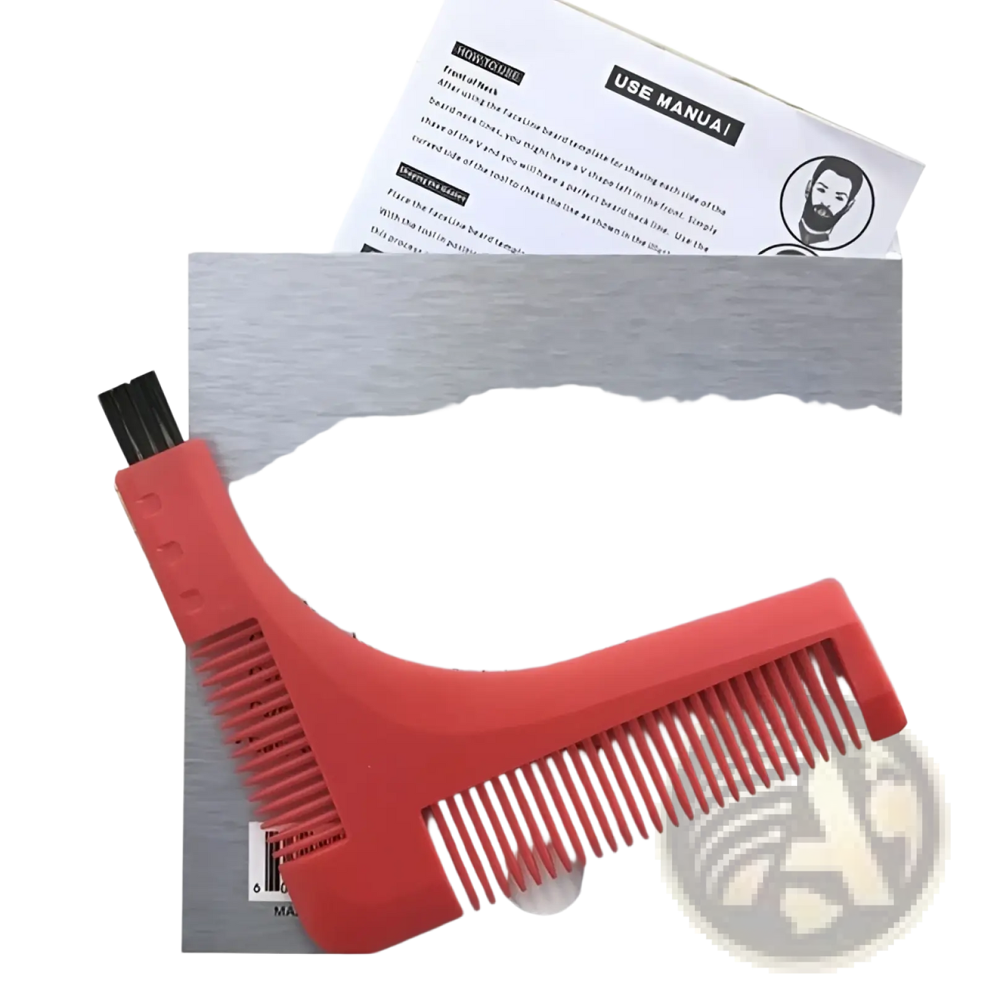 Beard Shaping Tool Template with Integrated Comb