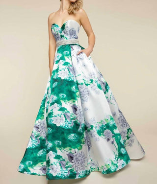 Mac Duggal - Vestido de baile floral sem alças com decote coração