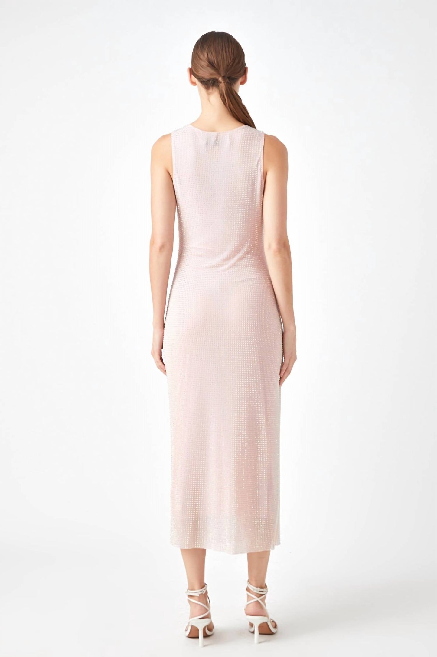 2.7 August Apparel - Rhinestone Mesh Midi Dress