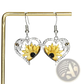 Bee and Sunflower Heart Rhinestone Silver Earrings