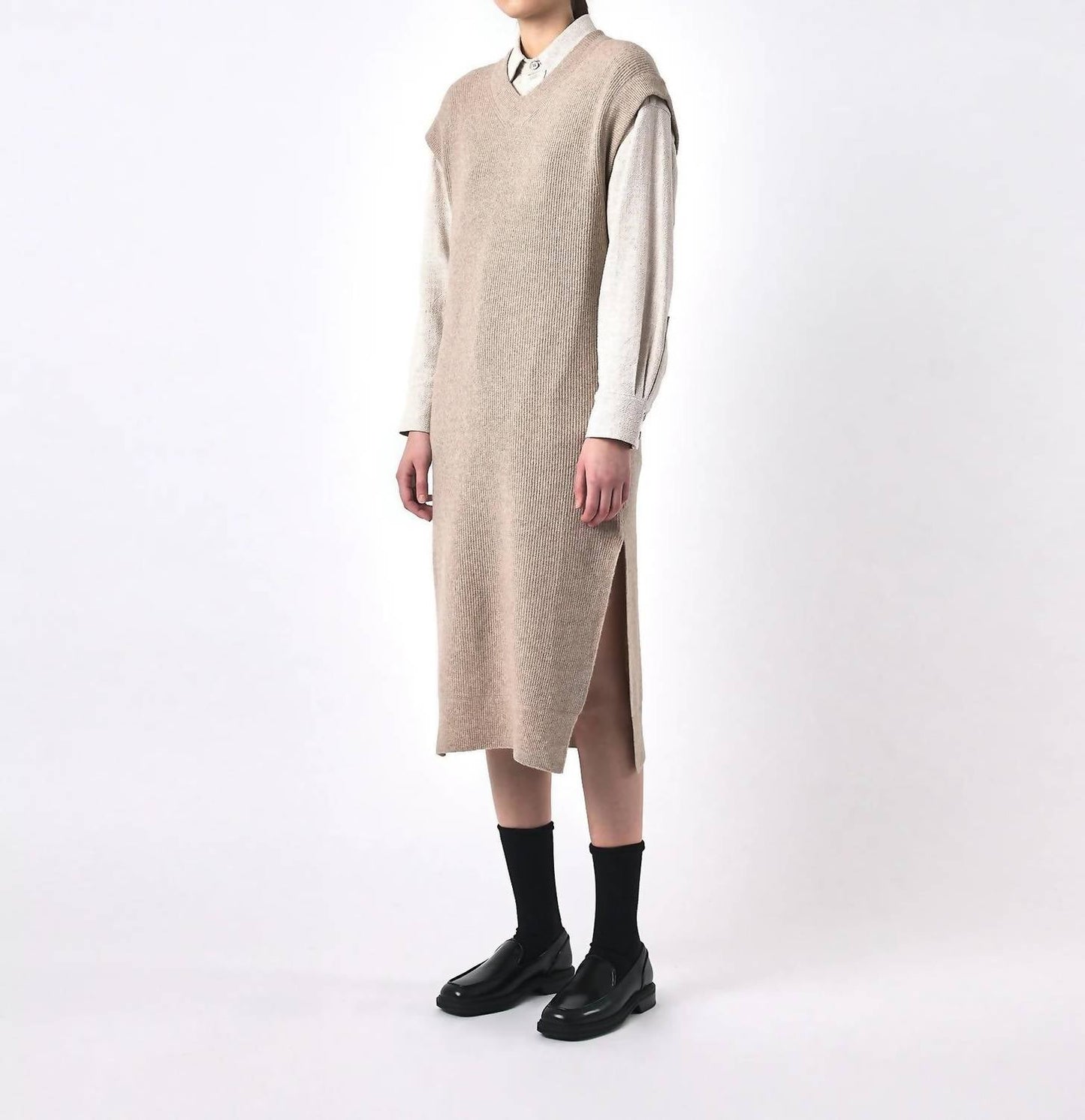 7115 By Szeki - Slit Vest Knit Dress