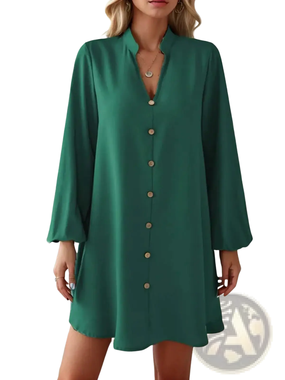 Bell Sleeve Button Down Midi Dress